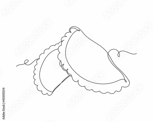 Continuous one line drawing of ravioli in silhouette on a white background. Linear stylized.Minimalist.