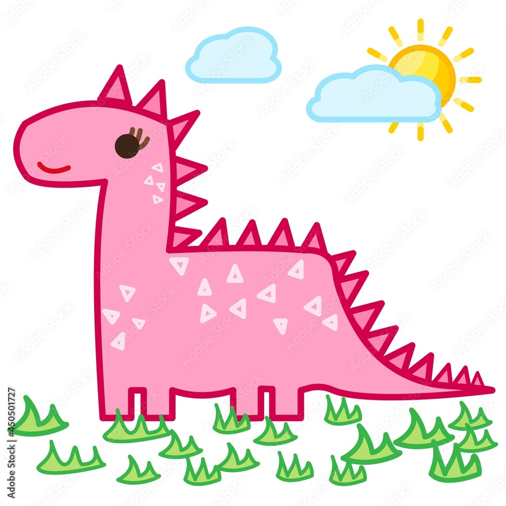 Pink dinosaur Line Icons design black. Hand-drawn pink dinosaur. Drawing pink dinosaur, sketch. Vector illustration. Dinosaur and nature picture. Pink dinosaur Line Icons design black. Hand-drawn pink dinosaur. Drawing pink dinosaur, sketch. Vector illustration. Dinosaur and nature picture.