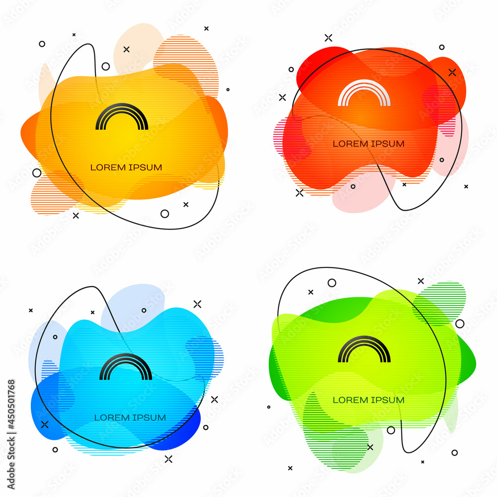 Black Rainbow icon isolated on white background. Abstract banner with liquid shapes. Vector Illustration