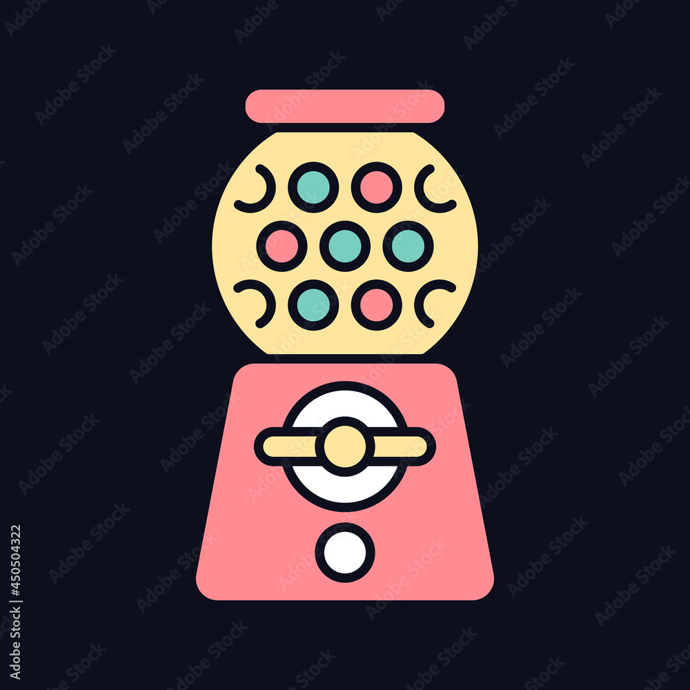 Gumball machine RGB color icon for dark theme. Candy dispenser. Vending ...