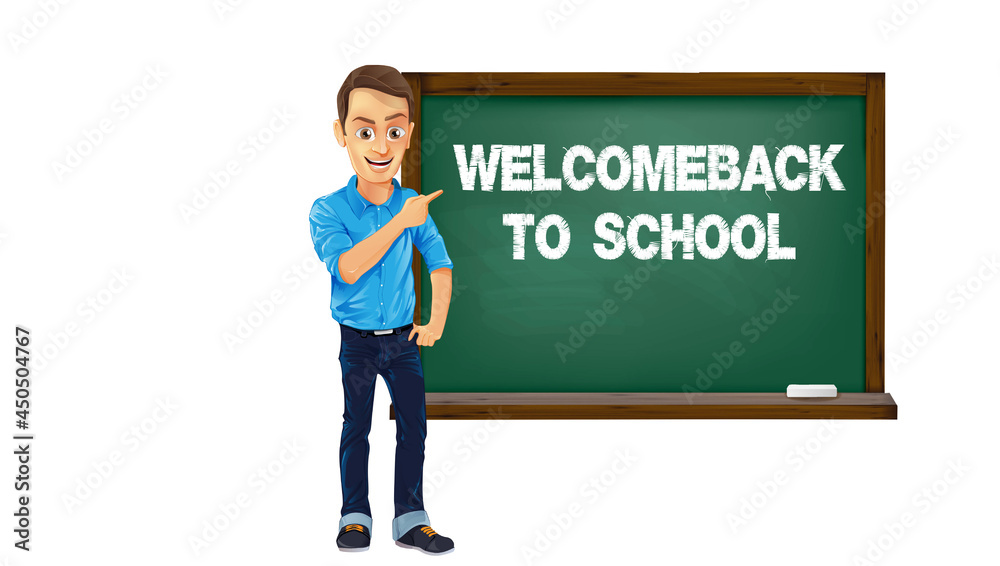 teacher welcoming students to the school. Concept back to school. teacher welcoming students to the school. Concept back to school.