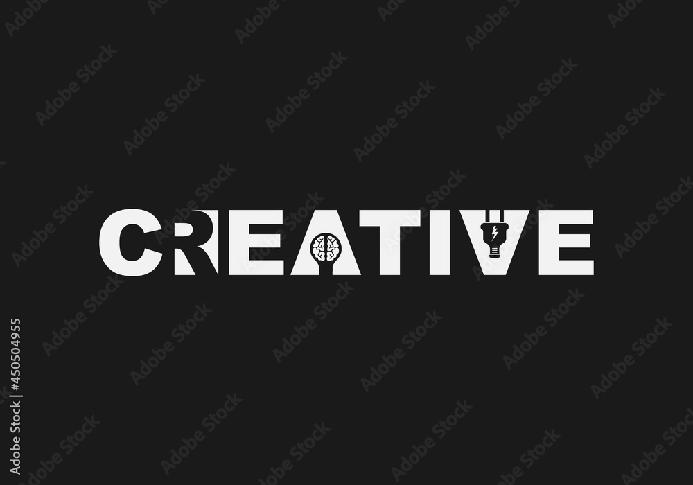 Creative negative space logo with a black background and unique vectors. 