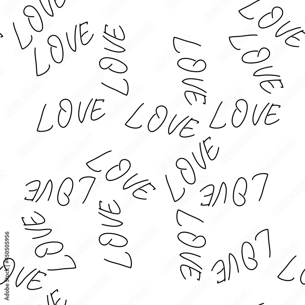 love you hearts romantic pattern illustration isolated on white. black and white seamless pattern. love you hearts romantic pattern illustration isolated on white. black and white seamless pattern.
