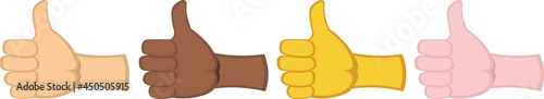 Vector illustration of emoticons of hands with thumb up