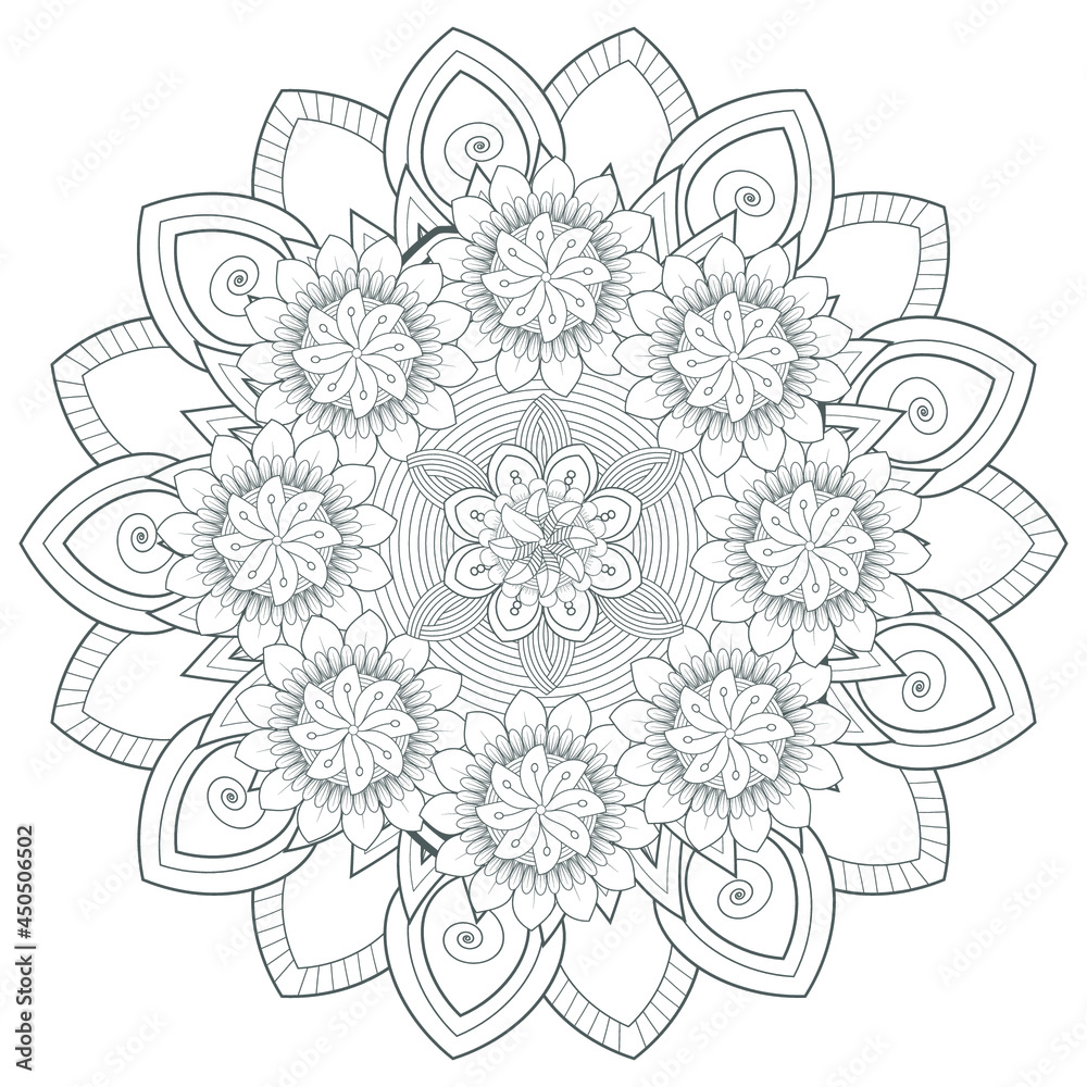 Decorative Doodle flowers in black and white for coloringbook, cover or background. Hand drawn sketch for adult anti stress coloring page vector. Decorative Doodle flowers in black and white for coloringbook, cover or background. Hand drawn sketch for adult anti stress coloring page vector.