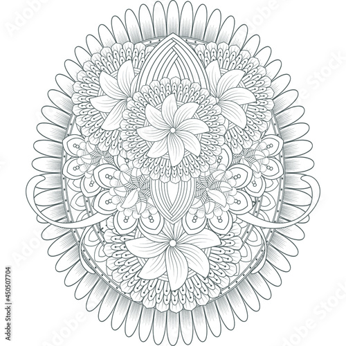 Decorative Doodle flowers in black and white for coloringbook, cover or background. Hand drawn sketch for adult anti stress coloring page vector.