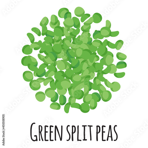 Green split peas for template farmer market design, label and packing. Natural energy protein organic super food.