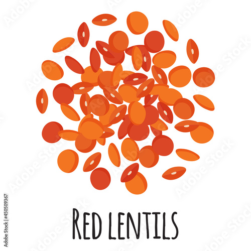 Red lentils for template farmer market design, label and packing. Natural energy protein organic super food.