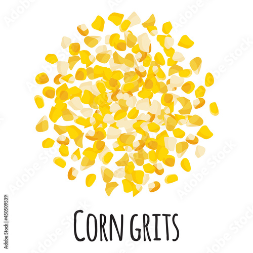 Corn grits for template farmer market design, label and packing. Natural energy protein organic super food.