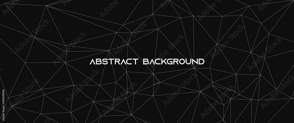 Geometric low poly lines on black background vector design. Network line look-alike vector design. Used for background, backdrop, banner, technology theme background.