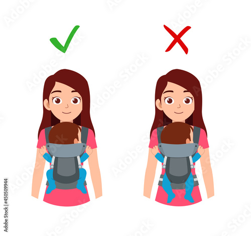 good and bad way for mother to holding baby