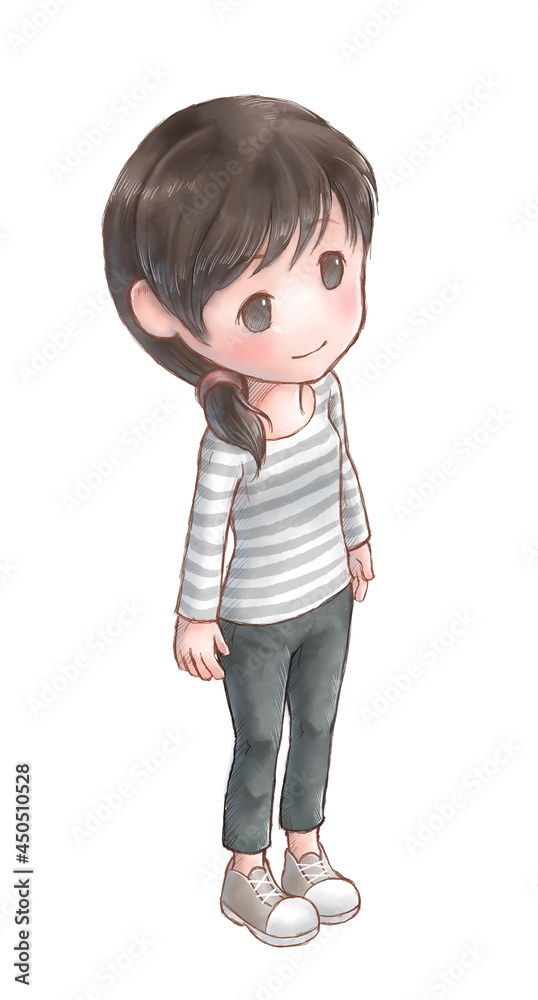 優しそうに微笑んでいる女性のイラスト素材 優しそうに微笑んでいる女性のイラスト素材