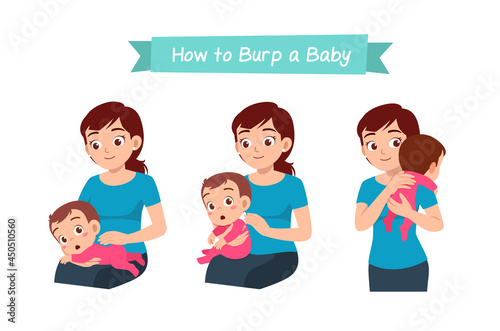 mother holding baby and waiting to burp