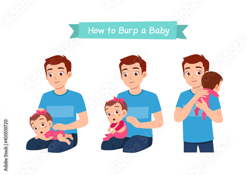 father holding baby and waiting to burp