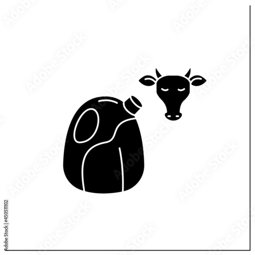 Milk glyph icon. Large milk bottle. Protection, tampering resistance from bacteria. Packing food concept. Filled flat sign. Isolated silhouette vector illustration