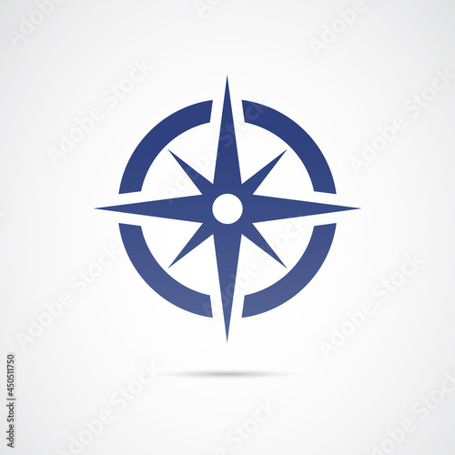 Wind rose, compass, navigation - vecto icon on white background.