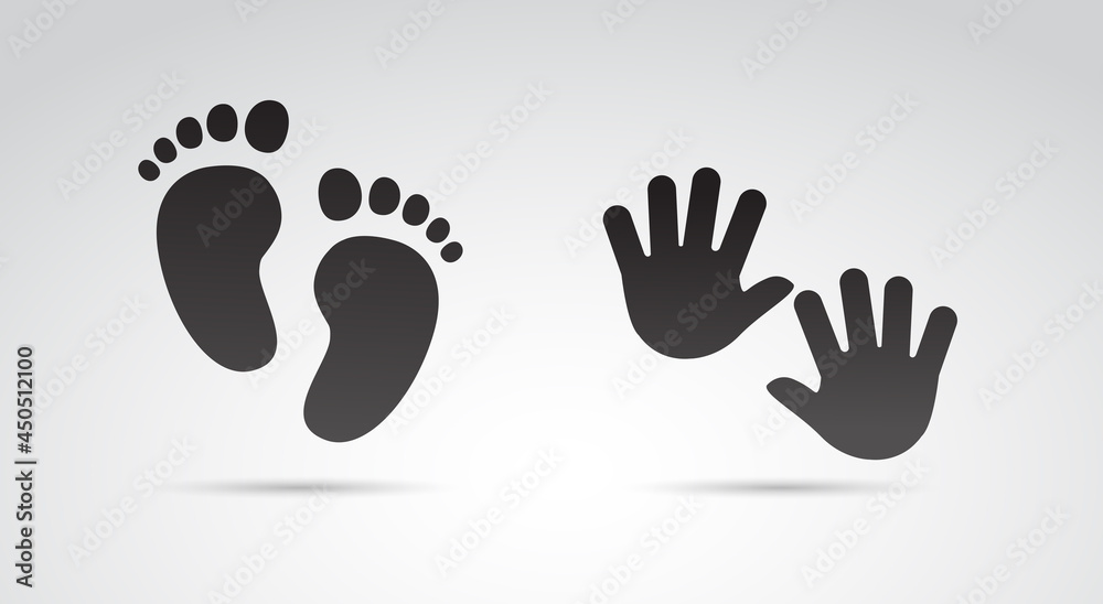 Nursery, kinder garden symbol - hands and foot of a kid. Vector icon. Nursery, kinder garden symbol - hands and foot of a kid. Vector icon.
