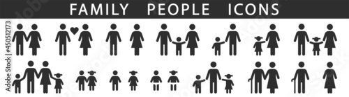 Family icon set isolated on white background. Vector