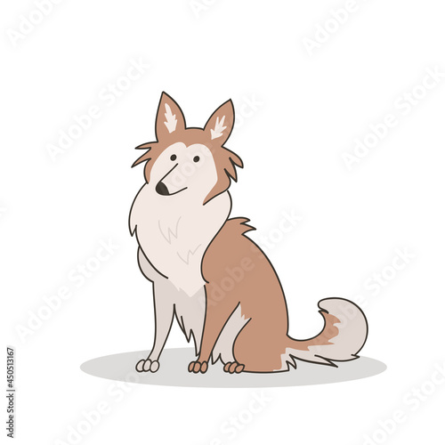 Mongrel dog sitting. Medium size pet, cute home guarding.