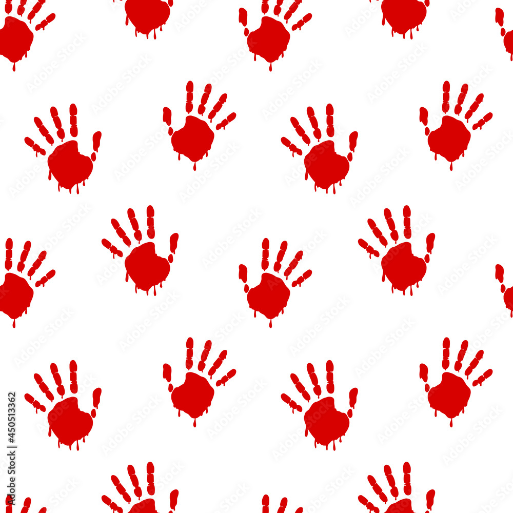 Fototapeta premium handprint pattern. bloody handprints. with drips of paint on hands
