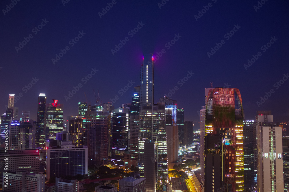 Modern city skyline at night