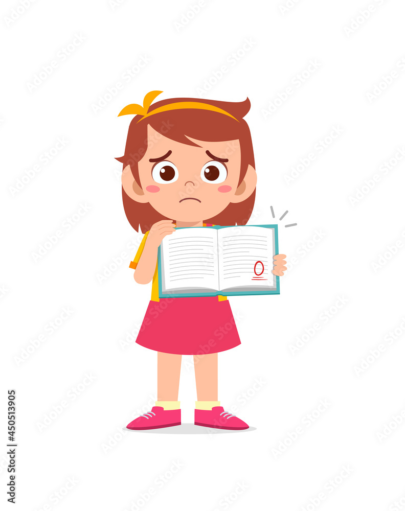 cute little girl feel sad because get bad grade from exam cute little girl feel sad because get bad grade from exam