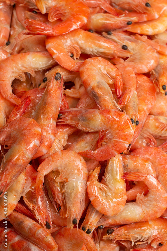 Shrimps background texture. A lot of shrimps. Cooked shrimps. Shrimps background texture. A lot of shrimps. Cooked shrimps.