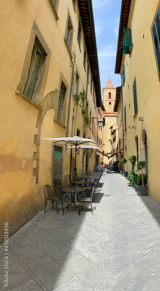Streets of the old town of Arezzo.Tuscany, Italy