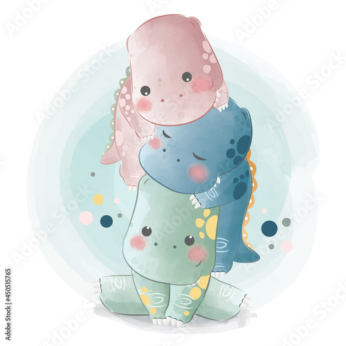 Cute Baby Stacked Baby Dinos