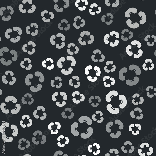 Grey Beans icon isolated seamless pattern on black background. Vector