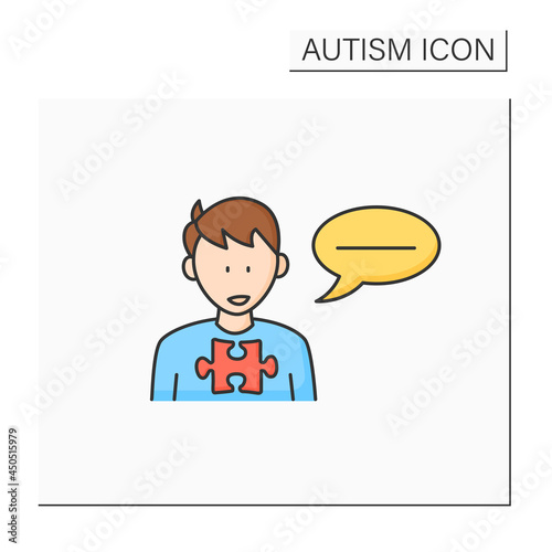 Neurodevelopmental disorder color icon. Flat, monotonous speech. Difficulties with tone. Autism spectrum disorder concept.Isolated vector illustration