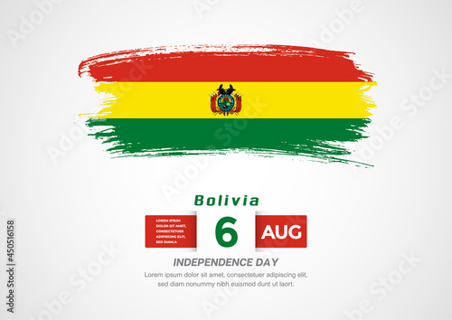 Happy Independence Day of Bolivia. Abstract country flag on hand drawn brush stroke vector patriotic background