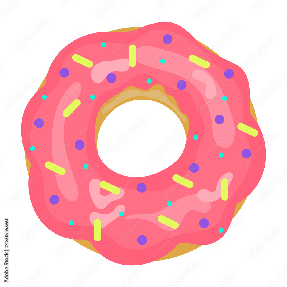 Donut with sweet glaze and multicolored powder. Donut with sweet glaze and multicolored powder.