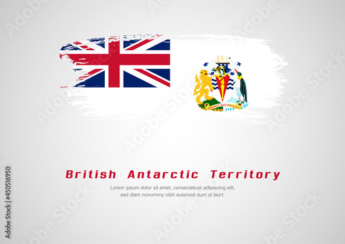Happy National Day of British Antarctic Territory. Abstract country flag on hand drawn brush stroke vector patriotic background