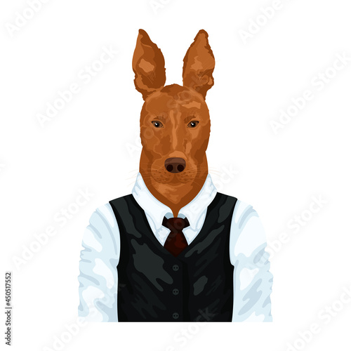 People art animal dog, character portrait animal in cloth fashion. Hipster animal. Vector illustration EPS10