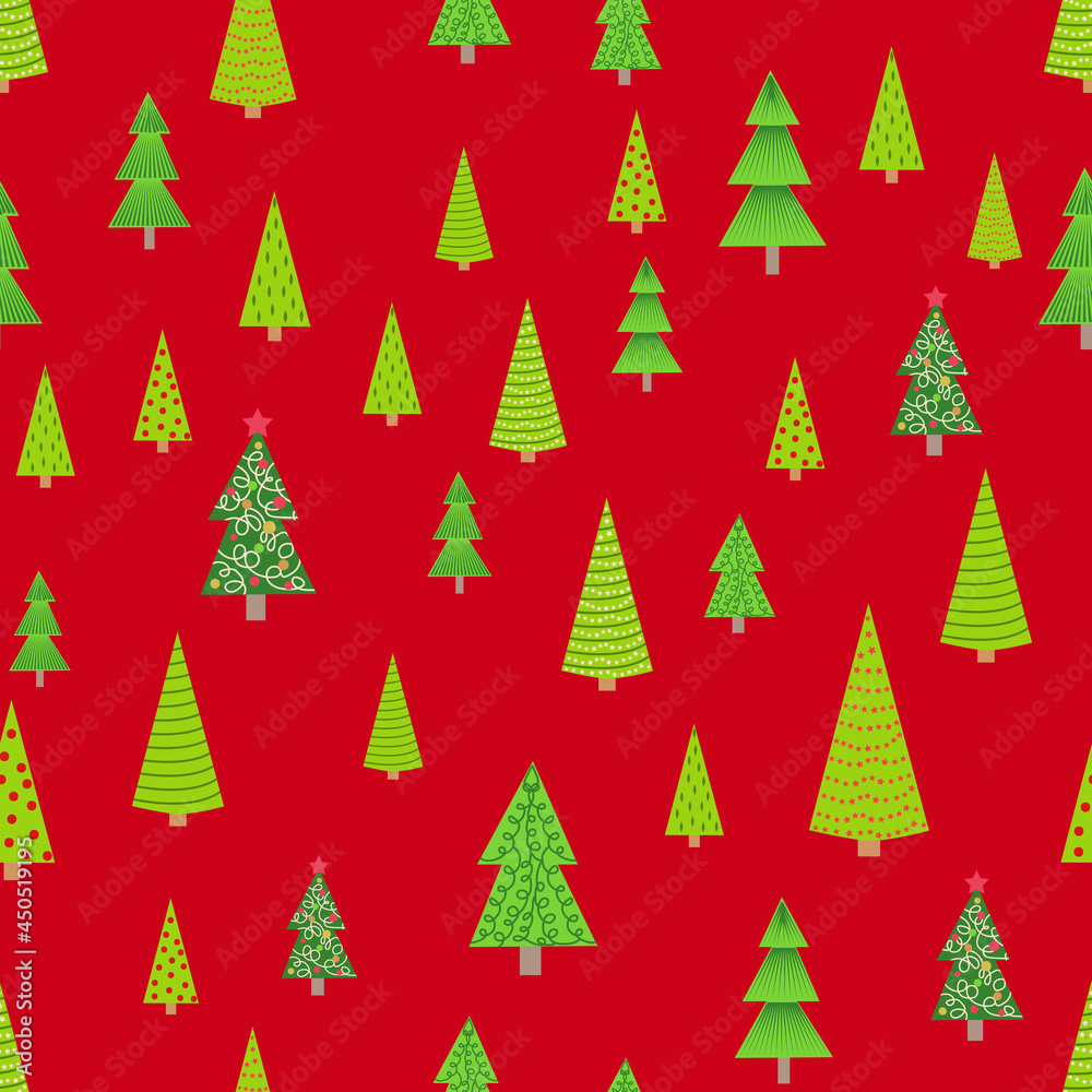 Christmas seamless pattern with Christmas trees of different sizes, forest. Christmas wrapping paper Christmas seamless pattern with Christmas trees of different sizes, forest. Christmas wrapping paper