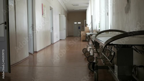 gloomy view of an empty hospital hall