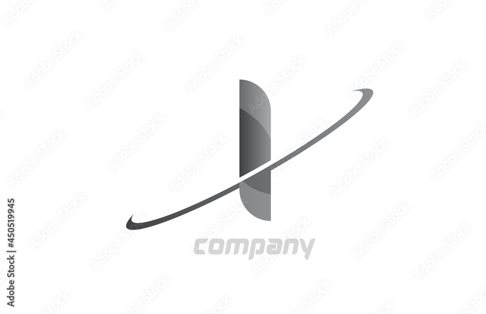 swoosh grey I simple alphabet letter logo icon. Creative design template for business swoosh grey I simple alphabet letter logo icon. Creative design template for business