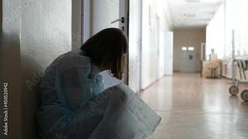 Aborted girl crying in the walls of the hospital