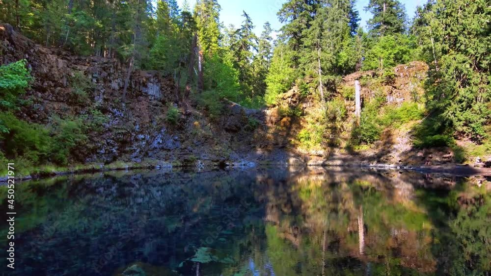 Alpine lake aerial revealing endless green forest 4k 60fps frame rate Alpine lake aerial revealing endless green forest 4k 60fps frame rate