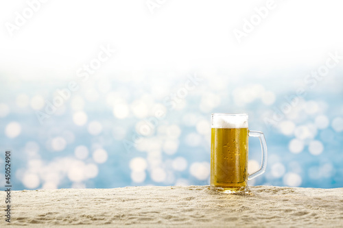 Fresh cold beer and free space for your decoration 