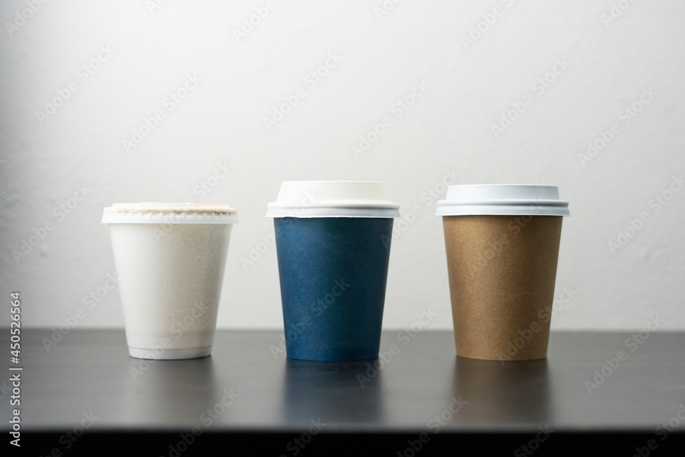 Three small cups for take away drinks Three small cups for take away drinks