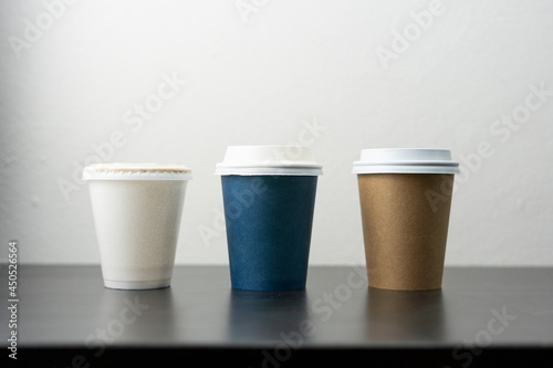 Three small cups for take away drinks