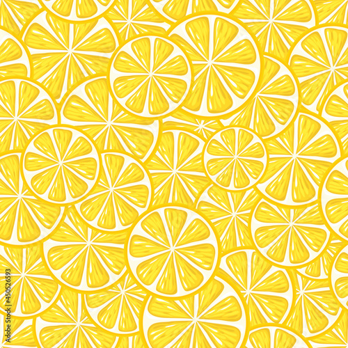 Vector seamless pattern, lemon slices.