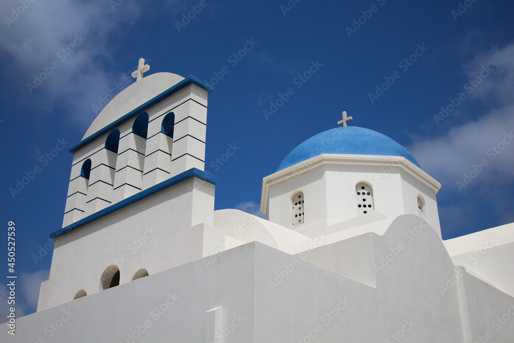 Detail of church steeple, Melanes, Naxos Island, Cyclades, Greece