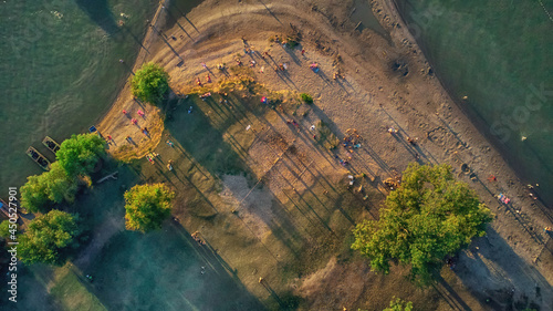 Vászonkép Drone view of a remote island river beach.