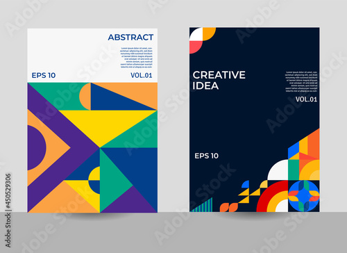 geometric cover design, bauhaus design, retro cover design, annual report design