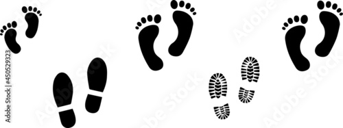 Vector icons, different human footprints, stock vector baby footprint.