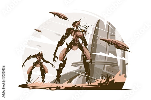 Cyborgs on battle field
