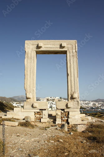 View of Chora from Apollon Temple's door, Naxos Island, Cyclades, Greece
